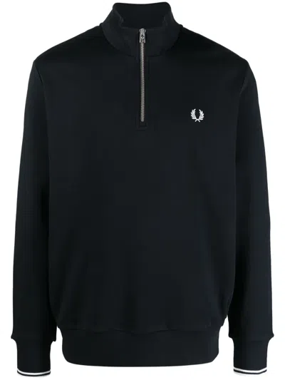 Fred Perry Logo-embroidered Zip-up Sweatshirt In White