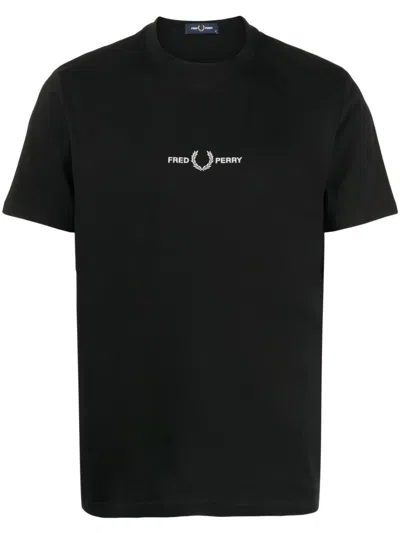 Fred Perry Item O-neck Short-sleeved T-shirt In Black