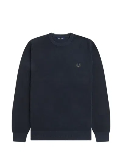 Fred Perry Regular Fit Crewneck Sweater For Men In Black