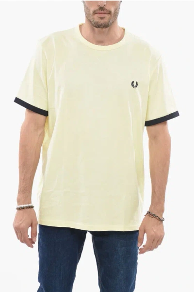 Fred Perry Logo Embroiedered Crew-neck T-shirt In Neutral