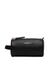 Fred Perry Black Leather Beauty Case In Black