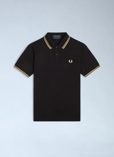 Fred Perry Logo Motif Polo Shirt In Black