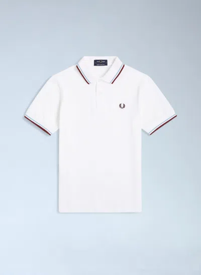Fred Perry Logo Motif Polo Shirt In White