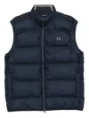 Fred Perry Logo Padded Gilet In Blue