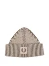 Fred Perry Logo-patch Beanie Hat In Gray
