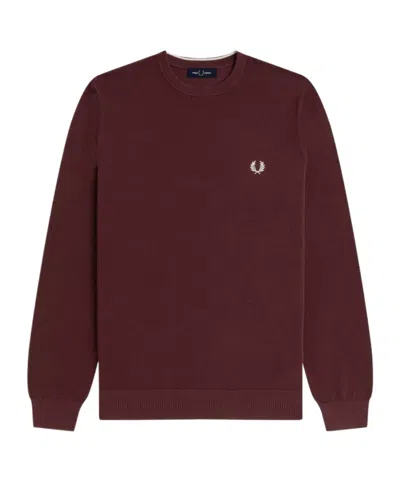 Fred Perry Logo Piqu Knitwear In Burgundy