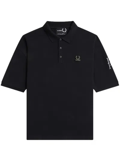 Fred Perry Logo Cotton Polo Shirt In Black