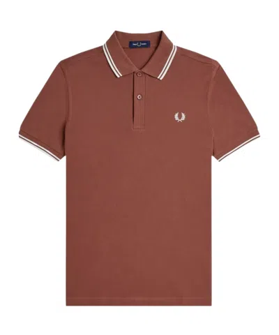Fred Perry Logo Polo Shirt In Brown