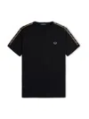 FRED PERRY LOGO-TAPE CREWNECK T-SHIRT