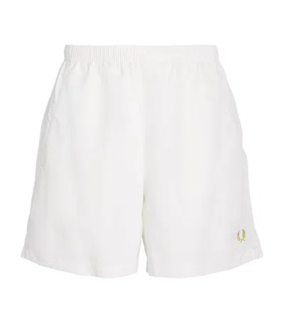 Fred Perry Logo Tennis Shorts In White