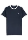 Fred Perry Authentic Taped Ringer Tee Carbon Blue In Navy