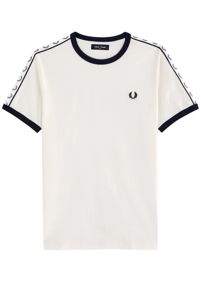 Fred Perry Logo Track Tape Cotton T-shirt In White