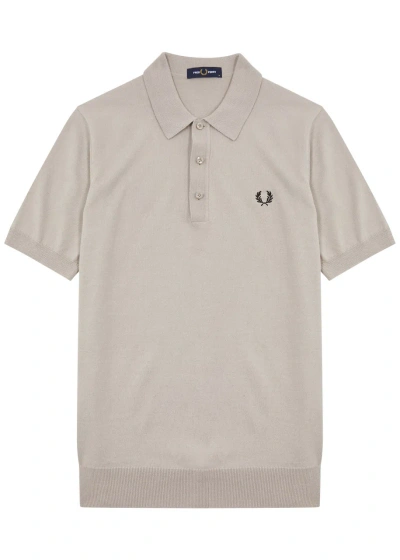 Fred Perry Logo Wool-blend Polo Shirt In Beige