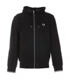 Fred Perry Logo Zip Hoodie In Black