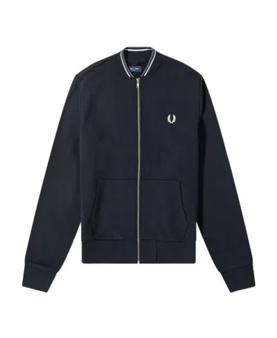Fred Perry Logo Zipper Casual Jacket In Black