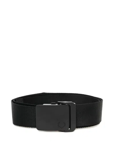 Fred Perry Logo-debossed Webbing Belt In Black