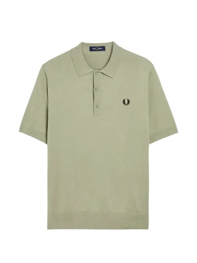 Fred Perry Mens Cotton Knitted Shirt In Green