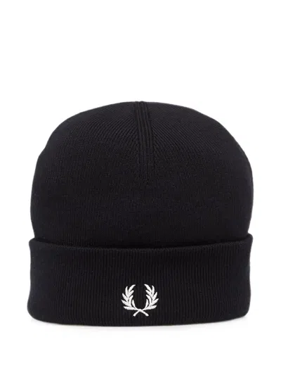 Fred Perry Logo-embroidered Beanie Hat In Black