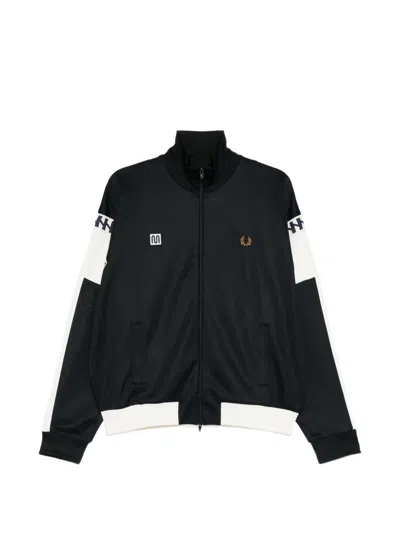 Fred Perry Knit Sweater Contrast Panels High Collar In Blue