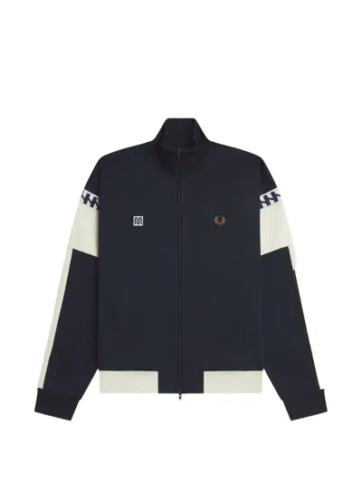 Fred Perry Logo-embroidered Colour-block Sweater In Blue
