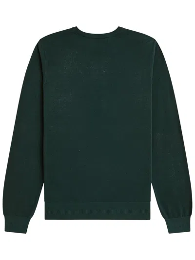 Fred Perry Logo-embroidered Cotton Sweater In Green