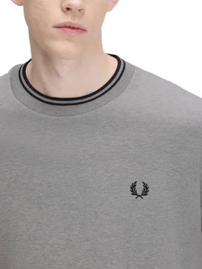 Fred Perry Logo-embroidered Cotton Sweatshirt In Gray