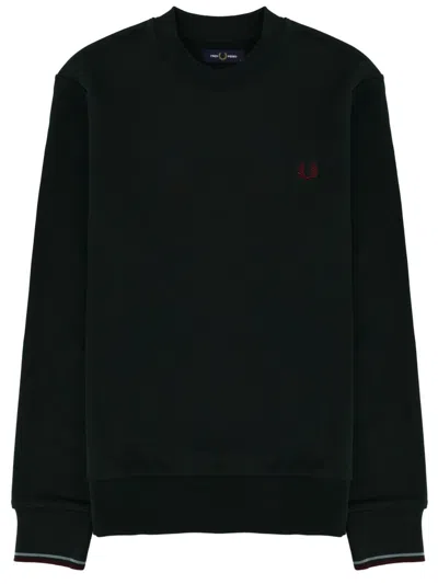 Fred Perry Logo-embroidered Cotton Sweatshirt In Green