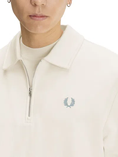 Fred Perry Logo-embroidered Cotton Sweatshirt In White