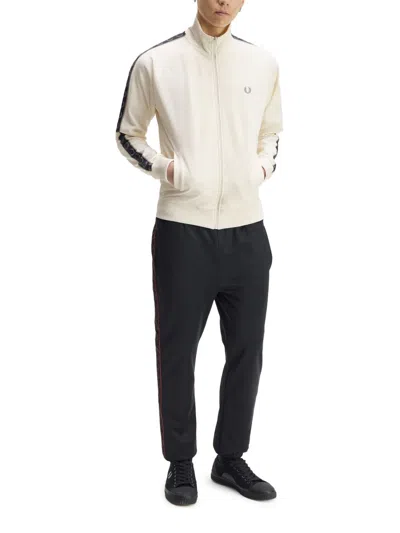 Fred Perry Logo-embroidered Cotton-blend Track Jacket In Neutral