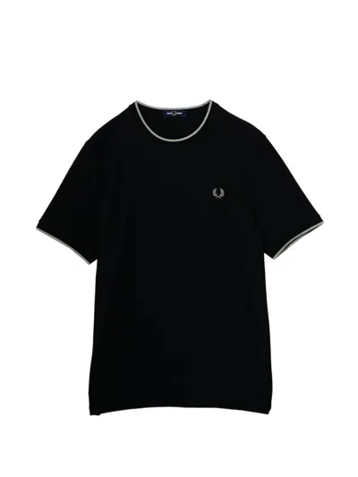 Fred Perry Double Stripe T-shirt In Black