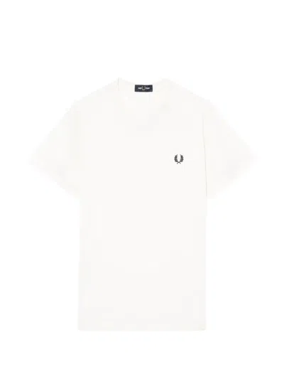 Fred Perry Logo-embroidered Crew Neck T-shirt In White