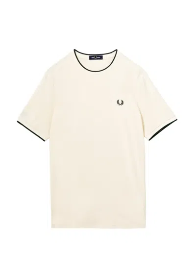 Fred Perry Logo-embroidered Crew Neck T-shirt In White