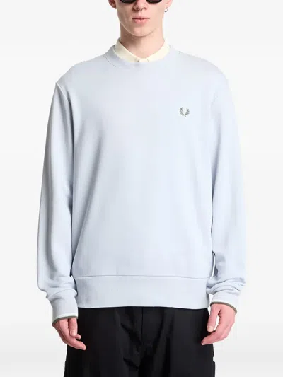 Fred Perry Logo-embroidered Crew-neck Sweatshirt In Blue