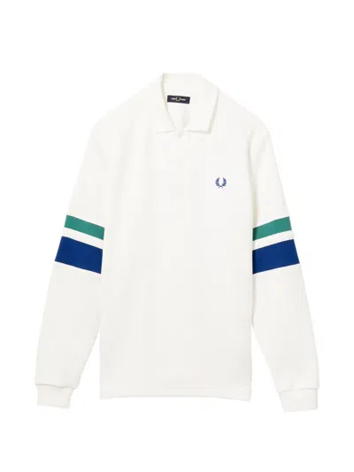 Fred Perry Logo-embroidered Long-sleeve Polo Shirt In White