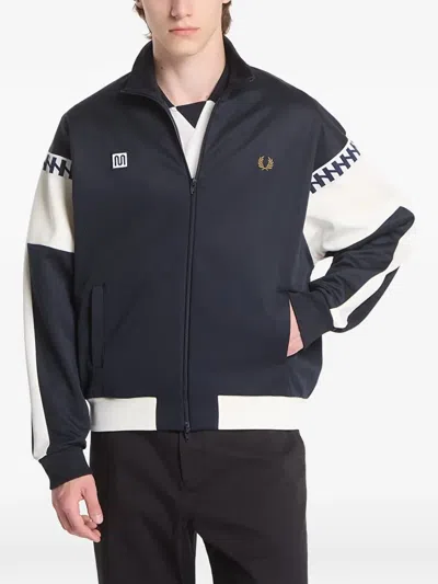 Fred Perry Logo-embroidered Panelled Jacket In Blue