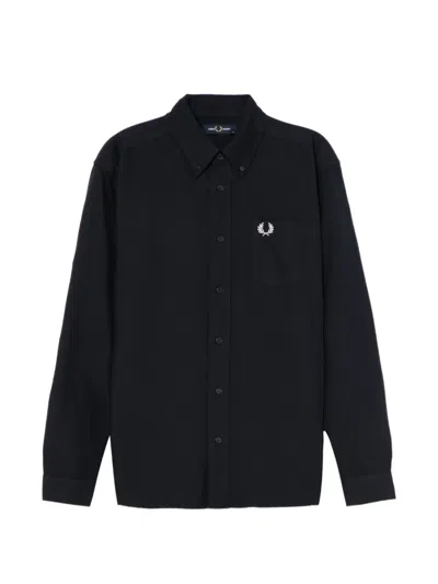 Fred Perry Logo-embroidered Pocket Shirt In Blue