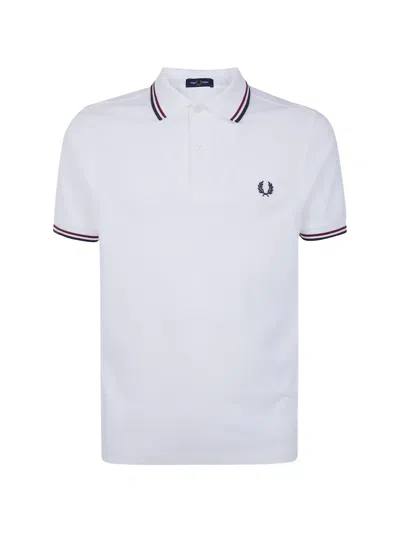 Fred Perry M3600 Twin Tipped Cotton Polo Shirt In White