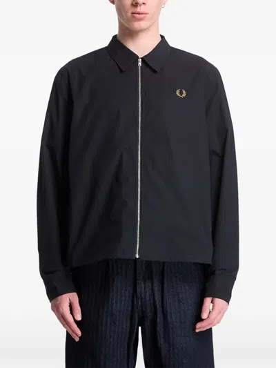 Fred Perry Logo-embroidered Poplin Jacket In Black