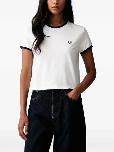 Fred Perry Logo-embroidered Ringer T-shirt In White