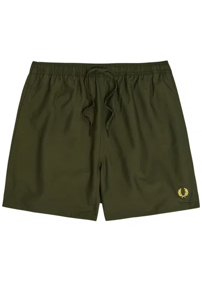 Fred Perry Logo-embroidered Shell Swim Shorts In Green