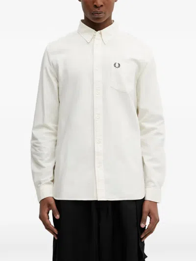 Fred Perry Logo-embroidered Shirt In White