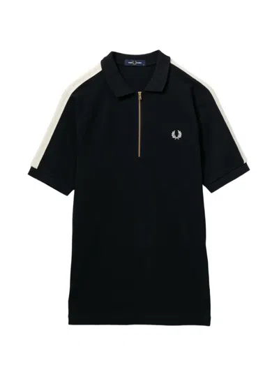 Fred Perry Logo-embroidered Short Sleeve Polo Shirt In Black