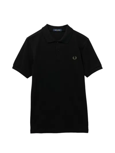 Fred Perry Logo-embroidered Short-sleeve Polo Shirt In Black