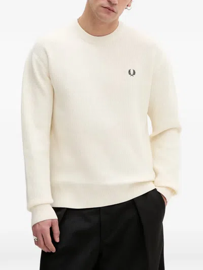 Fred Perry Logo-embroidered Sweater In Neutral