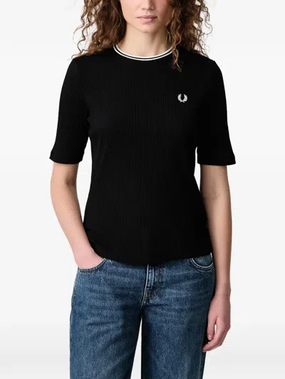 Fred Perry Logo-embroidered T-shirt In 블랙