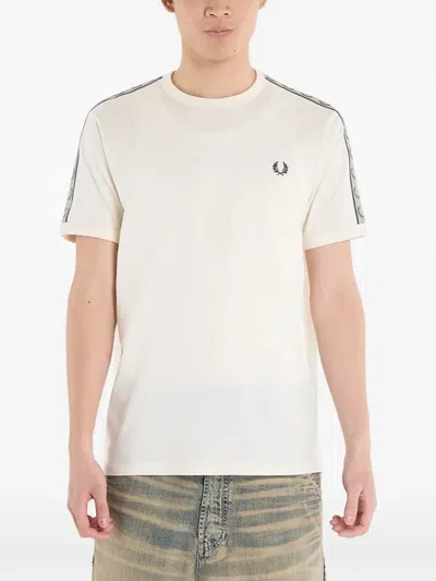 Fred Perry Logo-embroidered T-shirt In Neutral