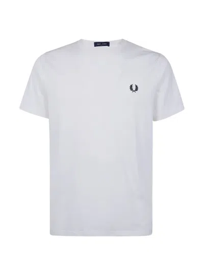 Fred Perry Logo-embroidered T-shirt In White