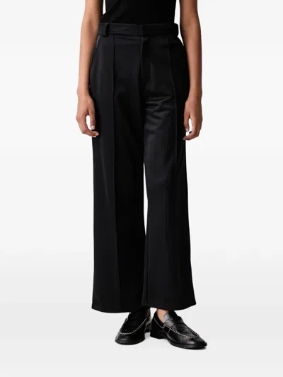 Fred Perry Logo-embroidered Wide-leg Trousers In Black