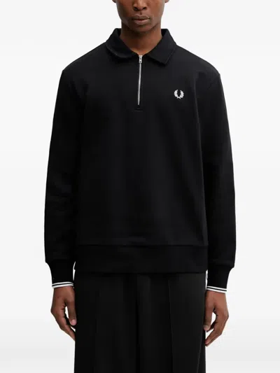 Fred Perry Logo-embroidered Zip-fastening Sweater In Multi