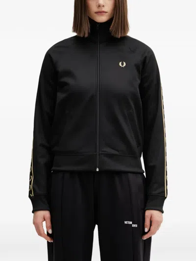 Fred Perry Logo-embroidered Zip-up Sweatshirt In Black